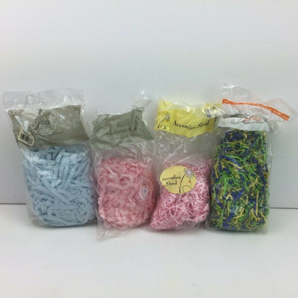 Shred Accordion Crinkle Streamer Tissue Paper Gift Box Filler Green Pink Blue